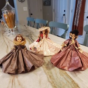 3 Vintage Dolls Plastic Dress (2 have damage)